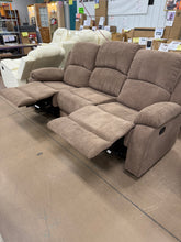 Fabric 3 Seat Reclining Sofa With Flip Table, Brown! (NEW)