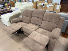 Fabric 3 Seat Reclining Sofa With Flip Table, Brown! (NEW)