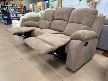 Fabric 3 Seat Reclining Sofa With Flip Table, Brown! (NEW)