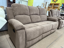 Fabric 3 Seat Reclining Sofa With Flip Table, Brown! (NEW)