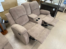 Fabric Reclining Loveseat, Brown! (NEW)