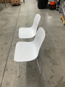 White Plastic Dining Chair with Matching Steel Legs (Set of 2) - assembled and new