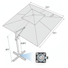 Herrell 11 x 11 Ft Square Cantilever Umbrella without Weighted Base! (NEW IN BOX - WEIGHTED BAS NOT INCLUDED)