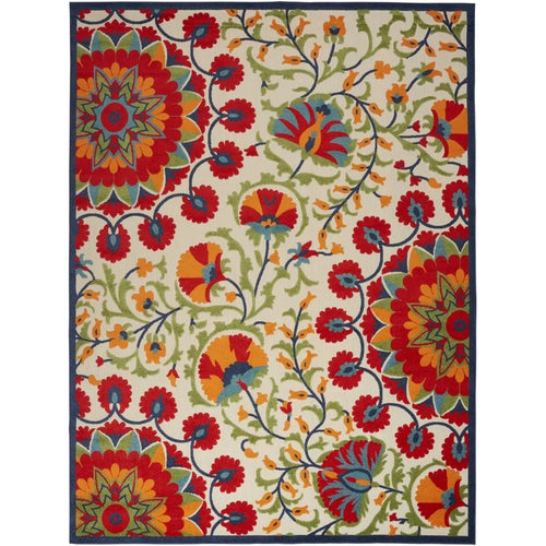Nourison Aloha Indoor/Outdoor Red/Multi 9' x 12' Area Rug, (9x12)! (NEW!)