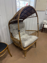 Outdoor Casual Standing Basket Chair With Weather Frame And Water- Cushions, Assembly Needed Fabric! (NEW & ASSEMBLED)