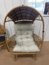 Outdoor Casual Standing Basket Chair With Weather Frame And Water- Cushions, Assembly Needed Fabric! (NEW & ASSEMBLED)