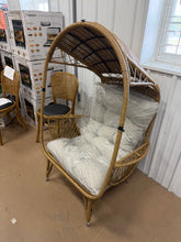 Outdoor Casual Standing Basket Chair With Weather Frame And Water- Cushions, Assembly Needed Fabric! (NEW & ASSEMBLED)