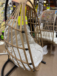 Mainstays Outdoor Wicker Hanging Egg Chair, Tan! (NEW & ASSEMBLED)