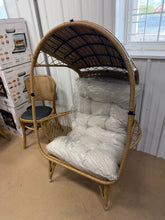 Outdoor Casual Standing Basket Chair With Weather Frame And Water- Cushions, Assembly Needed Fabric! (NEW & ASSEMBLED)