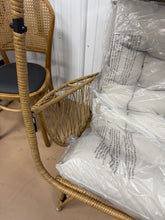 Outdoor Casual Standing Basket Chair With Weather Frame And Water- Cushions, Assembly Needed Fabric! (NEW & ASSEMBLED)