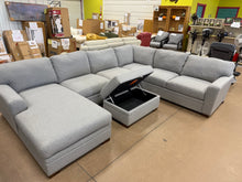 Thomasville Langdon Fabric Sectional with Chaise and Storage Ottoman, Gray! (BRAND NEW)