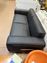 Mid century modern sofa,Genuine Leather sofa with Solid Wood,Loveseat Black Sofa Couch! (BRAND NEW - MINOR CUT ON BACK)