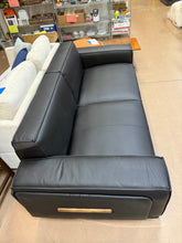 Mid century modern sofa,Genuine Leather sofa with Solid Wood,Loveseat Black Sofa Couch! (BRAND NEW - MINOR CUT ON BACK)