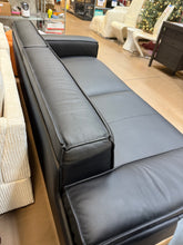 Mid century modern sofa,Genuine Leather sofa with Solid Wood,Loveseat Black Sofa Couch! (BRAND NEW - MINOR CUT ON BACK)