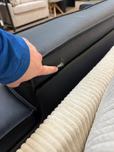 Mid century modern sofa,Genuine Leather sofa with Solid Wood,Loveseat Black Sofa Couch! (BRAND NEW - MINOR CUT ON BACK)