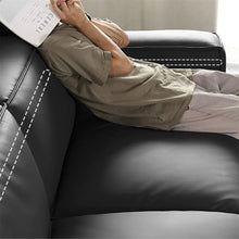 Mid century modern sofa,Genuine Leather sofa with Solid Wood,Loveseat Black Sofa Couch! (BRAND NEW - MINOR CUT ON BACK)