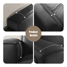 Mid century modern sofa,Genuine Leather sofa with Solid Wood,Loveseat Black Sofa Couch! (BRAND NEW - MINOR CUT ON BACK)