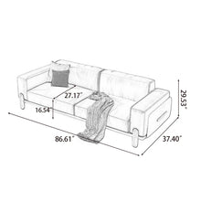 Mid century modern sofa,Genuine Leather sofa with Solid Wood,Loveseat Black Sofa Couch! (BRAND NEW - MINOR CUT ON BACK)