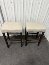 Subrtex 29" Backless Bar Stool, Wood Upholstered Counter Stool for Kitchen, Set of 2, Gray! (NEW & ASSEMBLED)