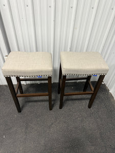 Subrtex 29" Backless Bar Stool, Wood Upholstered Counter Stool for Kitchen, Set of 2, Gray! (NEW & ASSEMBLED)