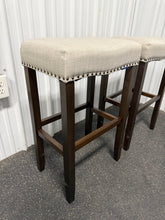 Subrtex 29" Backless Bar Stool, Wood Upholstered Counter Stool for Kitchen, Set of 2, Gray! (NEW & ASSEMBLED)