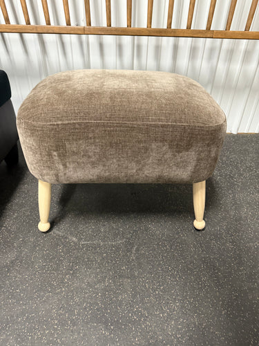 Corallina Upholstered Wooden Ottoman Natural Wood/Dark Brown! (NEW)