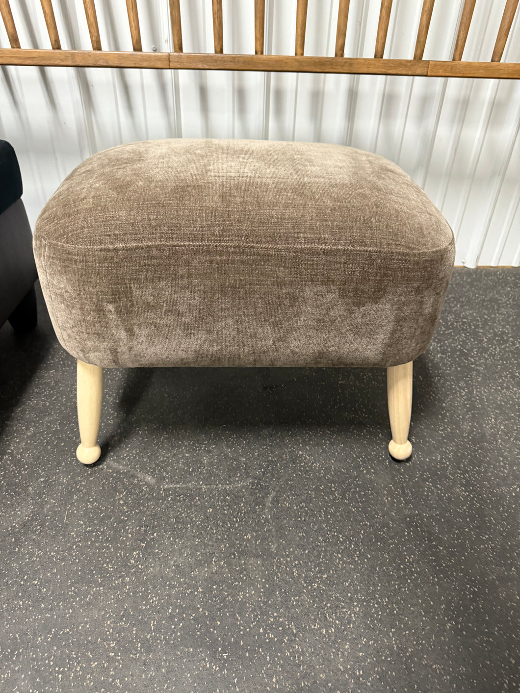 Corallina Upholstered Wooden Ottoman Natural Wood/Dark Brown! (NEW)
