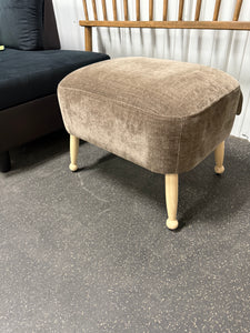 Corallina Upholstered Wooden Ottoman Natural Wood/Dark Brown! (NEW)
