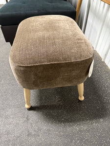 Corallina Upholstered Wooden Ottoman Natural Wood/Dark Brown! (NEW)