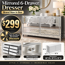 MIRRORED 6-DRAWER DRESSER! (BRAND NEW)