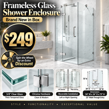 FRAMELESS GLASS SHOWER ENCLOSURE - 34" W x 34" D x 73"! (BRAND NEW)