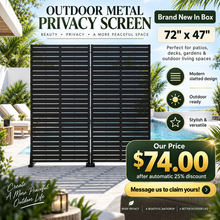 METAL PRIVACY SCREEN, SET OF 2! (NEW IN BOX) - (Dimension shown in photos)