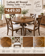 Lathan 48” Round Dining Table and 4 Chairs! (BRAND NEW - MINOR SCRATCHES)