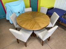 Zealand 54” Round Dining Table + 6 Upholstered Chairs – 7 Piece Set! (NEW - SCRATCHED)