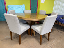 Zealand 54” Round Dining Table + 6 Upholstered Chairs – 7 Piece Set! (NEW - SCRATCHED)