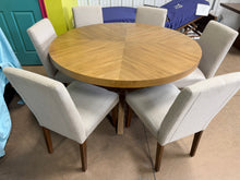 Zealand 54” Round Dining Table + 6 Upholstered Chairs – 7 Piece Set! (NEW - SCRATCHED)