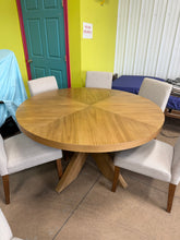 Zealand 54” Round Dining Table + 6 Upholstered Chairs – 7 Piece Set! (NEW - SCRATCHED)