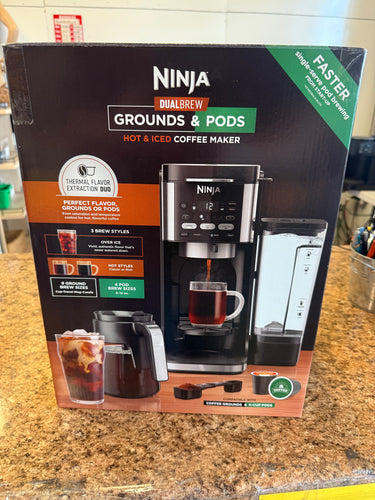 Ninja DualBrew Hot & Iced Coffee Maker, Single-Serve, compatible with K-Cups & 12-Cup Drip Coffee Maker!! NEW IN BOX!!