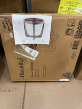 Beautiful Rattan & Glass Side Table with Solid Wood Frame by Drew Barrymore, Warm Honey Finish!! NEW IN BOX!!