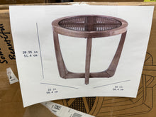 Beautiful Rattan & Glass Side Table with Solid Wood Frame by Drew Barrymore, Warm Honey Finish!! NEW IN BOX!!