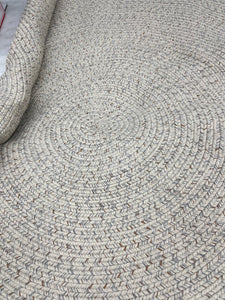 SAFAVIEH Braided Gino Distressed Machine Washable Reversible Area Rug, Ivory/Light Grey, 7' x 7' Round- new