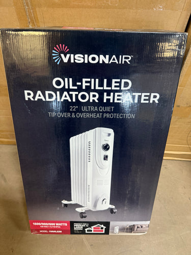 Visionair 600/900/1500-Watts White Electric Oil-Filled Heater Space Heater with Overheat Protection and Safety Tip-Over Switch!! NEW IN BOX!!