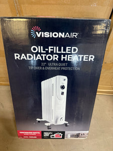 Visionair 600/900/1500-Watts White Electric Oil-Filled Heater Space Heater with Overheat Protection and Safety Tip-Over Switch!! NEW IN BOX!!