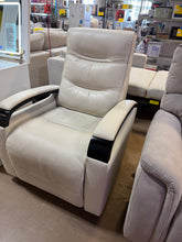 Canmore Leather Power Recliner with Power Headrest, Cream! NEW & ASSEMBLED!)