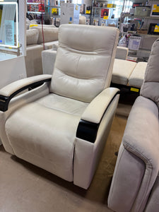 Canmore Leather Power Recliner with Power Headrest, Cream! NEW & ASSEMBLED!)