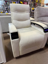 Canmore Leather Power Recliner with Power Headrest, Cream! NEW & ASSEMBLED!)