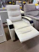 Canmore Leather Power Recliner with Power Headrest, Cream! NEW & ASSEMBLED!)