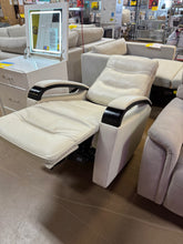 Canmore Leather Power Recliner with Power Headrest, Cream! NEW & ASSEMBLED!)