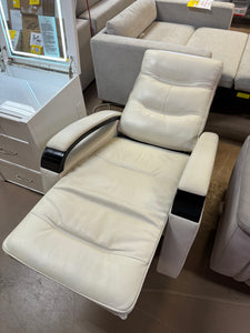 Canmore Leather Power Recliner with Power Headrest, Cream! NEW & ASSEMBLED!)