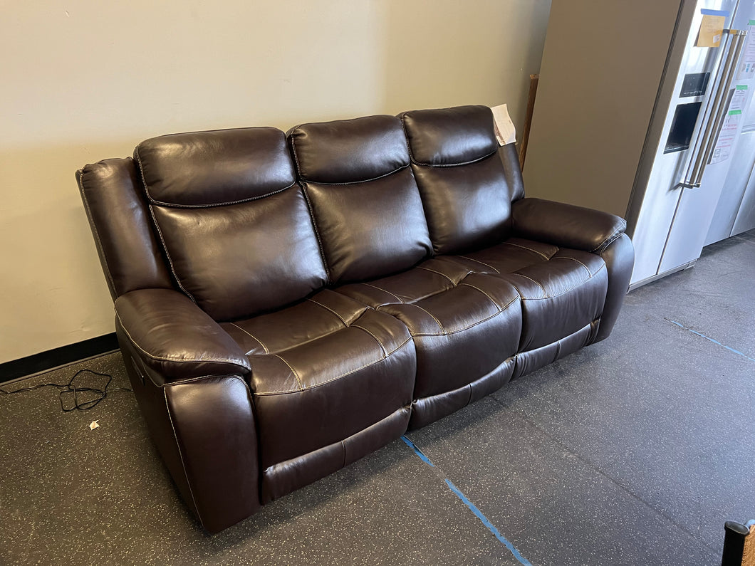 Harvey Leather Power Reclining Sofa with Power Headrests!! NEW AND ASSEMBLED(MINOR BLEMISHES FROM SHIPPING)!!